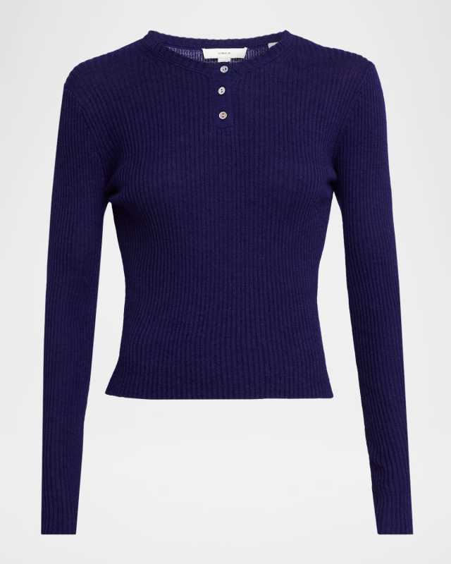 Ribbed Long-Sleeve Henley